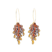 Coral Eco-friendly Recycled Wood & Gold Earrings