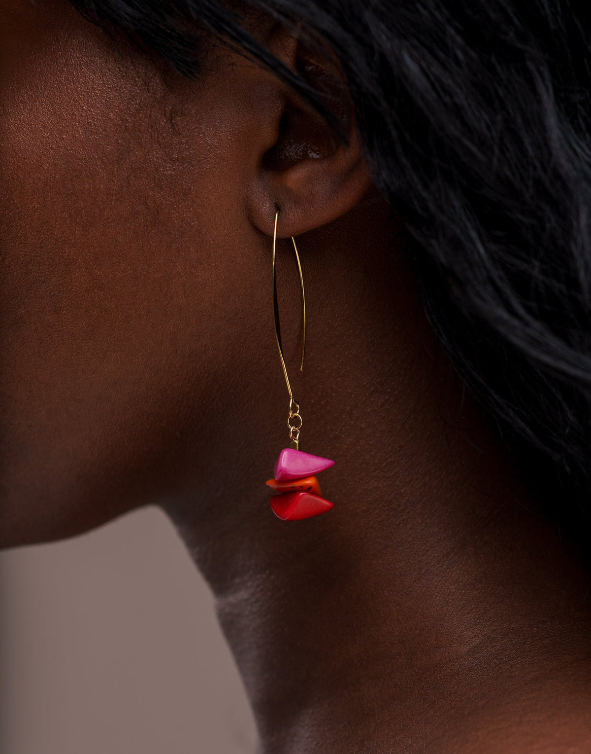 Tapajos Tagua Drop Earrings - Berries