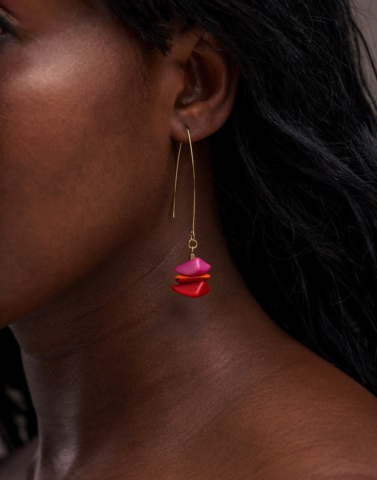 Tapajos Tagua Drop Earrings - Berries