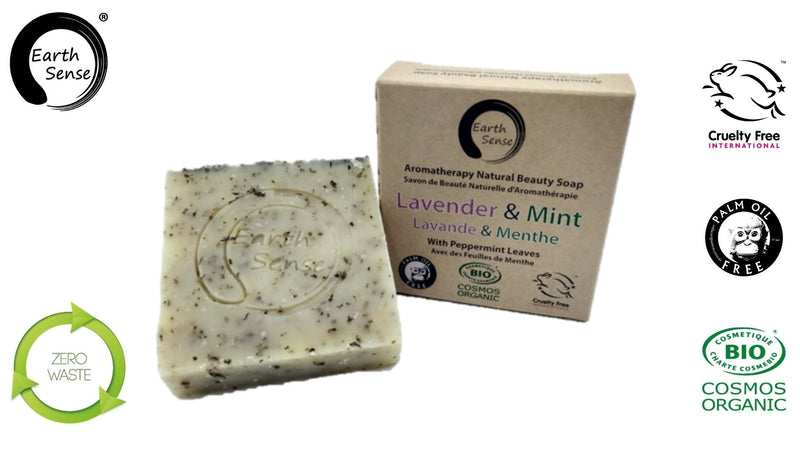 Organic Certified Solid Soap - Lavender & Mint with Shredded Mint