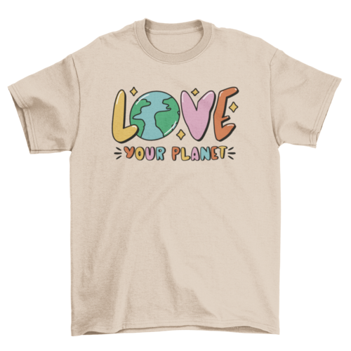 T-shirt con citazione "Love Your Planet"