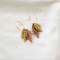 Coral Eco-friendly Recycled Wood & Gold Earrings