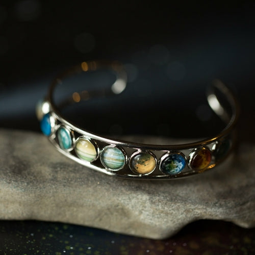 Bracciale Rigido in Argento con Sistema Solare