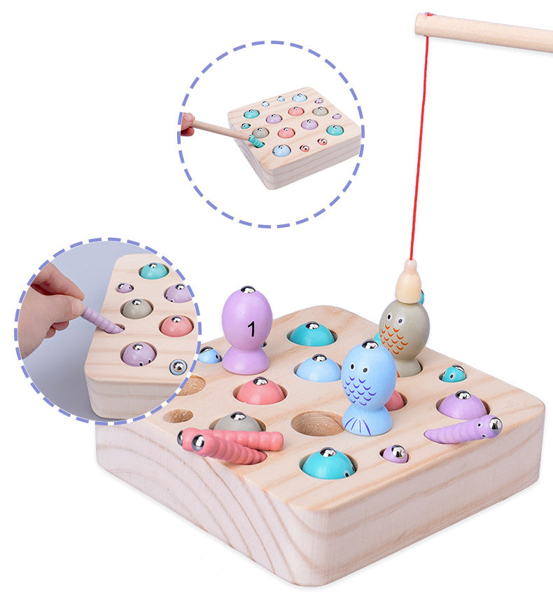 Gioco da pesca magnetico in legno per bambini